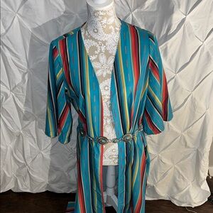 Women’s Teal Striped Open Front Jacket